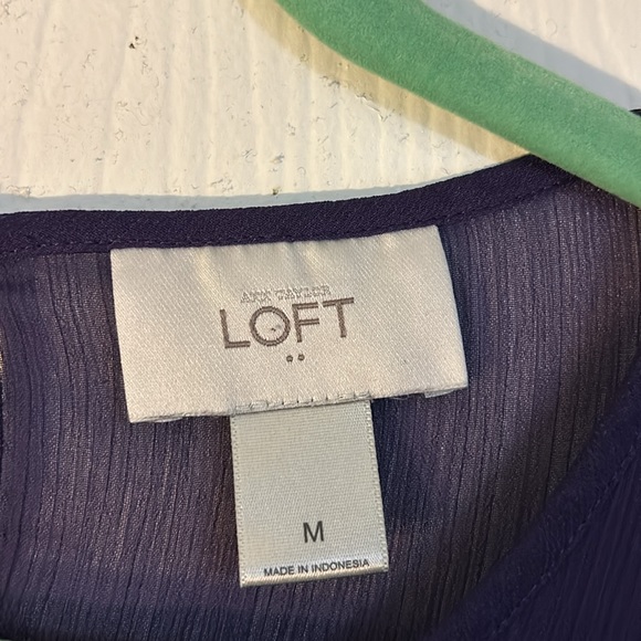 LOFT size M purple three quarter sleeve blouse - Picture 2 of 4